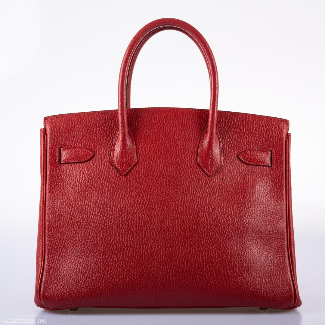 Top quality Hermes Birkin 30 Rouge Vif Ardennes Gold Hardware - Square E