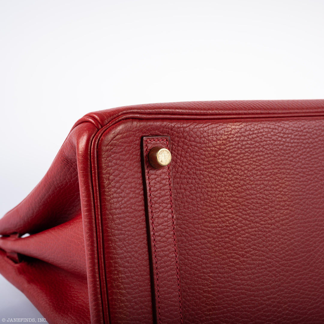 Top quality Hermes Birkin 30 Rouge Vif Ardennes Gold Hardware - Square E