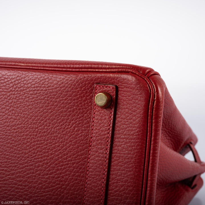 Top quality Hermes Birkin 30 Rouge Vif Ardennes Gold Hardware - Square E