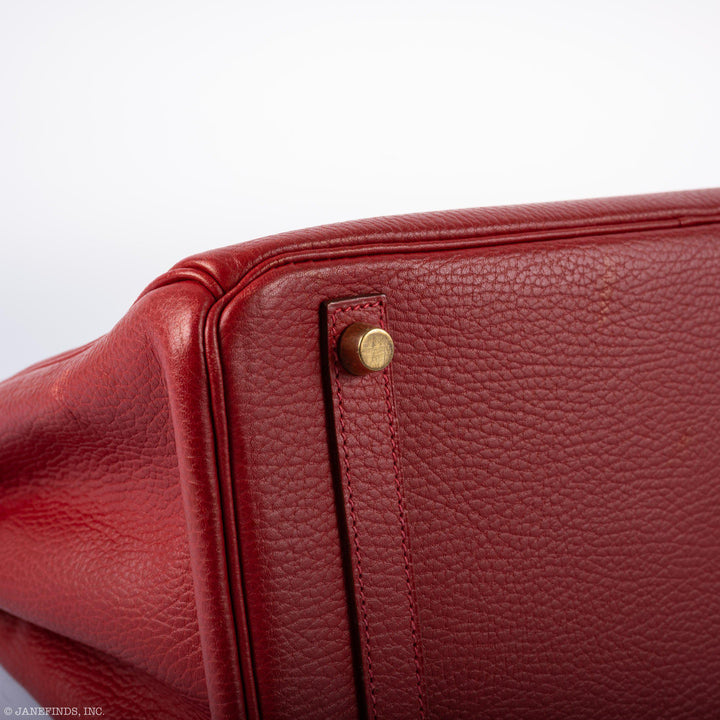 Top quality Hermes Birkin 30 Rouge Vif Ardennes Gold Hardware - Square E