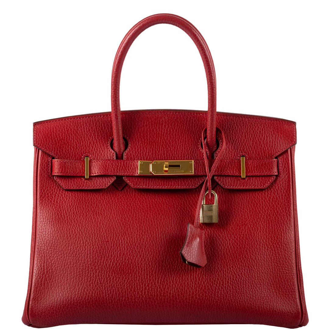 Hermes Birkin 30 Rouge Vif Ardennes Gold Hardware - Square E
