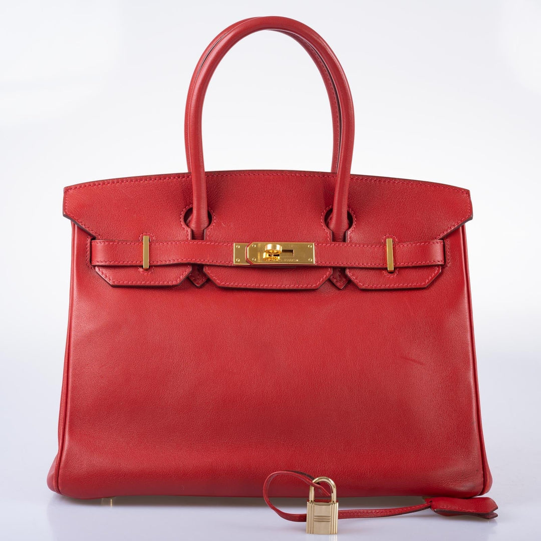 Hermes Birkin 30 Rouge Vif Swift with Gold Hardware