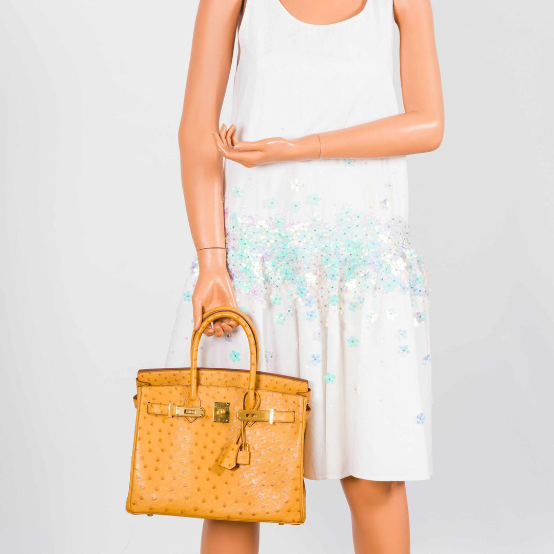 Top quality Hermes Birkin 30 Tabac Camel Ostrich Gold Hardware