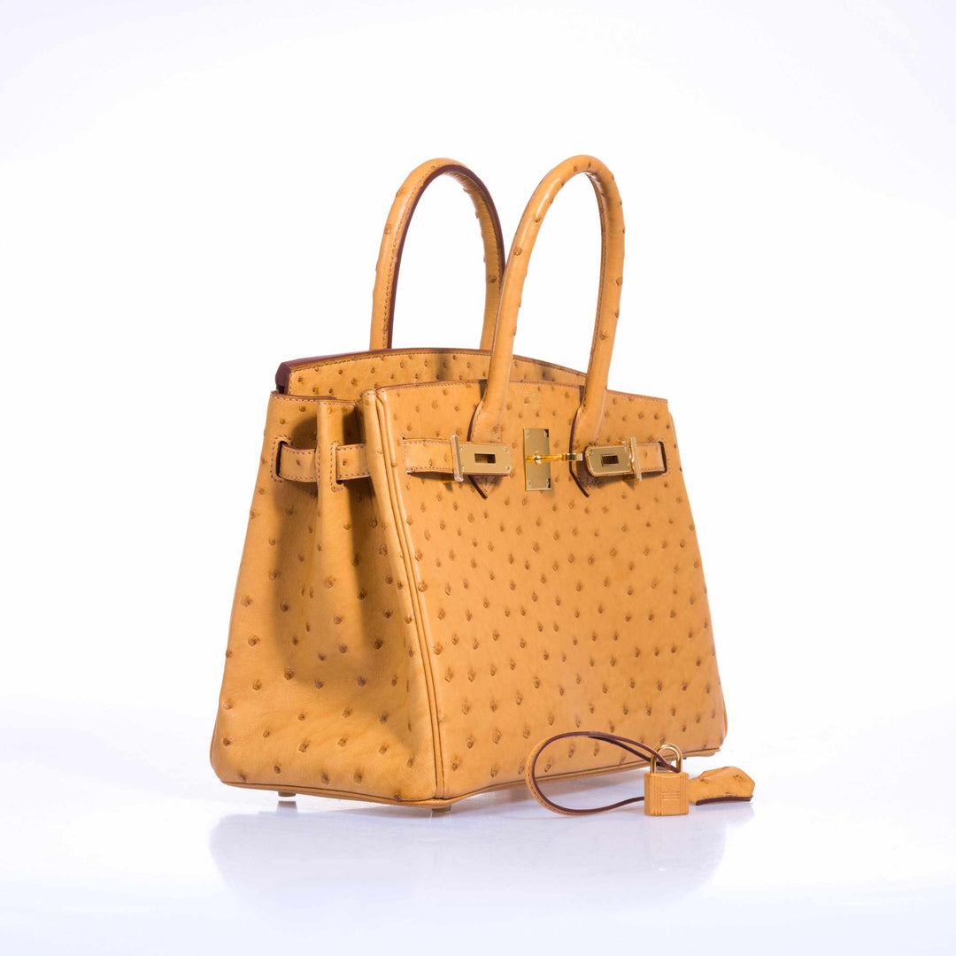 Top quality Hermes Birkin 30 Tabac Camel Ostrich Gold Hardware