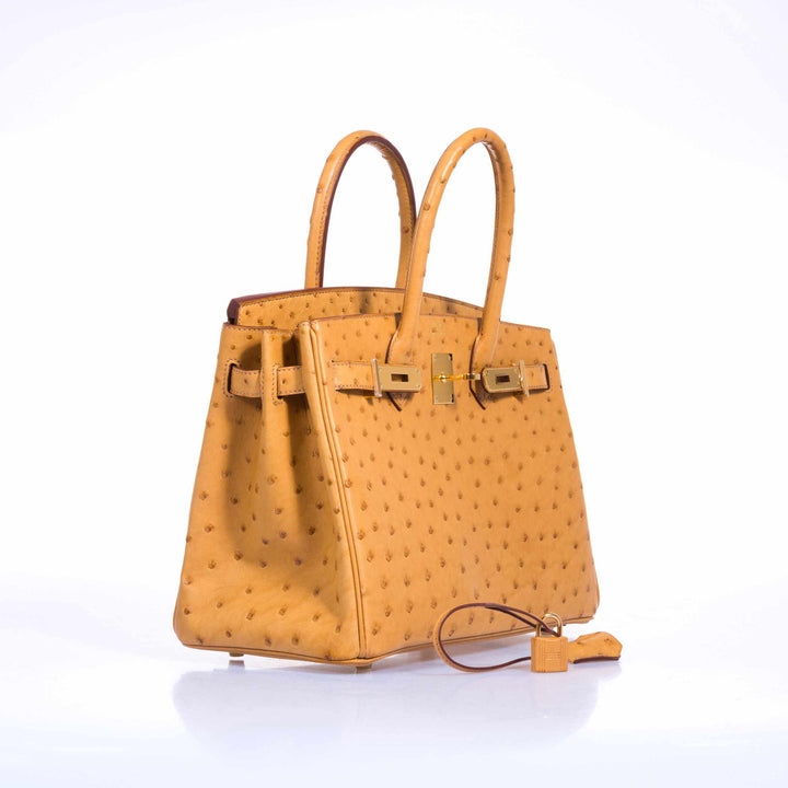 Top quality Hermes Birkin 30 Tabac Camel Ostrich Gold Hardware