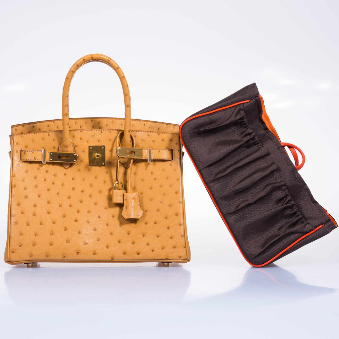Top quality Hermes Birkin 30 Tabac Camel Ostrich Gold Hardware