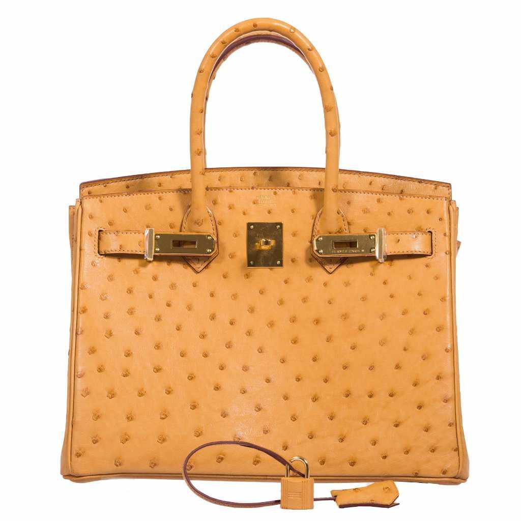 Hermes Birkin 30 Tabac Camel Ostrich Gold Hardware