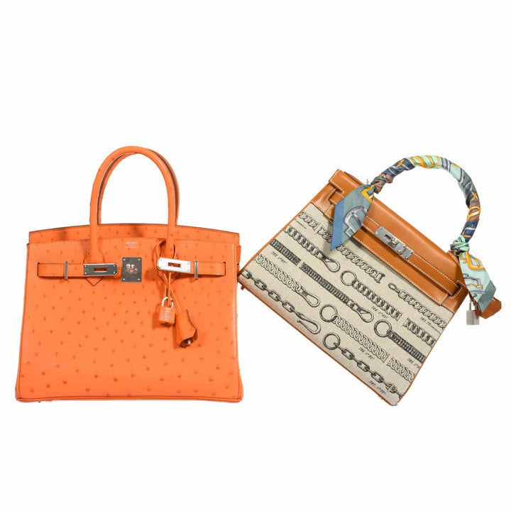 Hermes Birkin 30 Tangerine Ostrich Palladium Hardware
