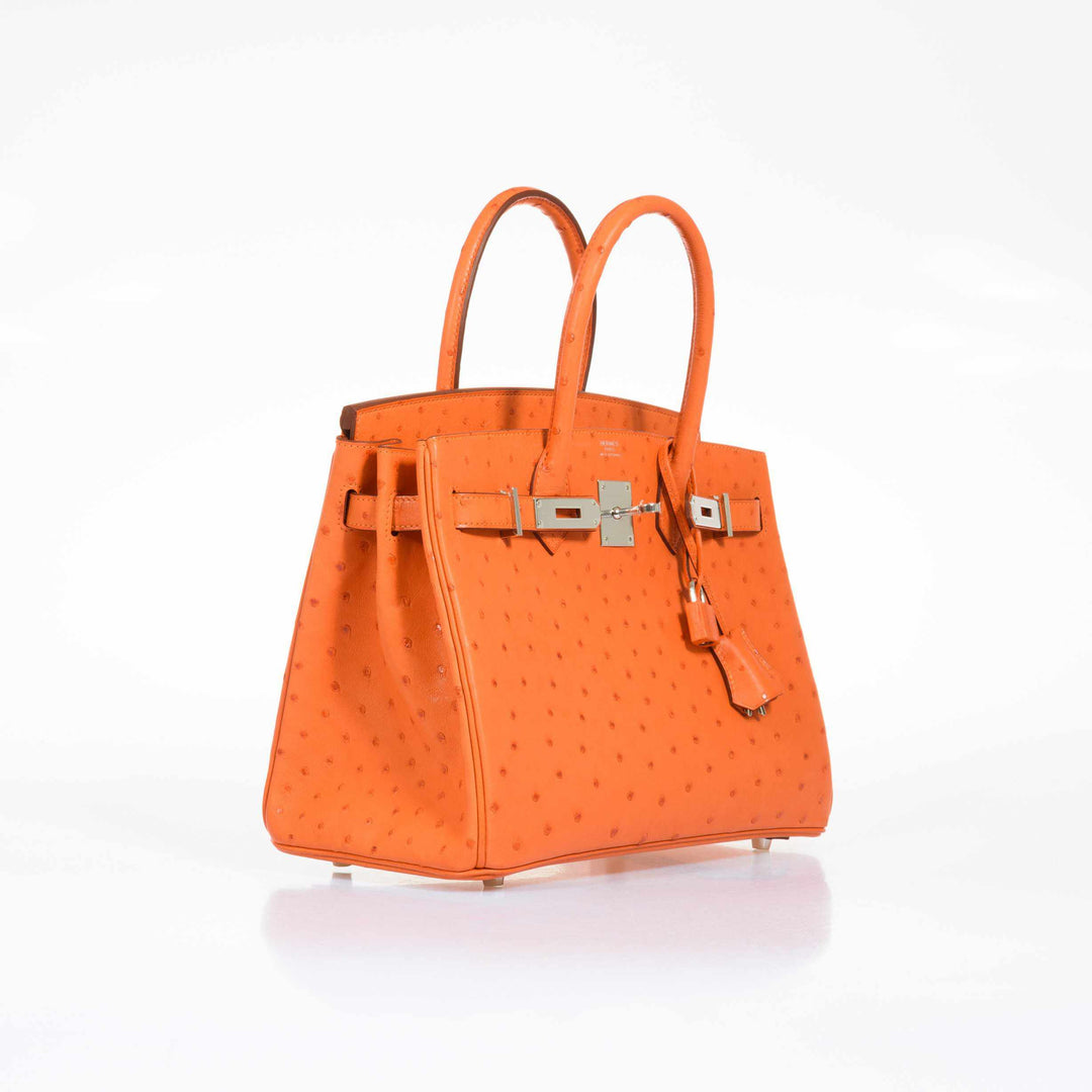 Hermes Birkin 30 Tangerine Ostrich Palladium Hardware