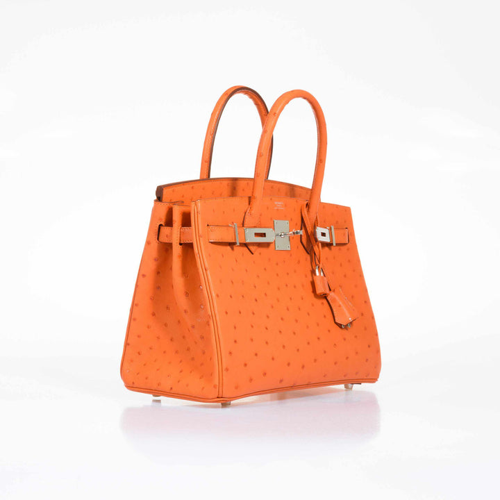 Hermes Birkin 30 Tangerine Ostrich Palladium Hardware