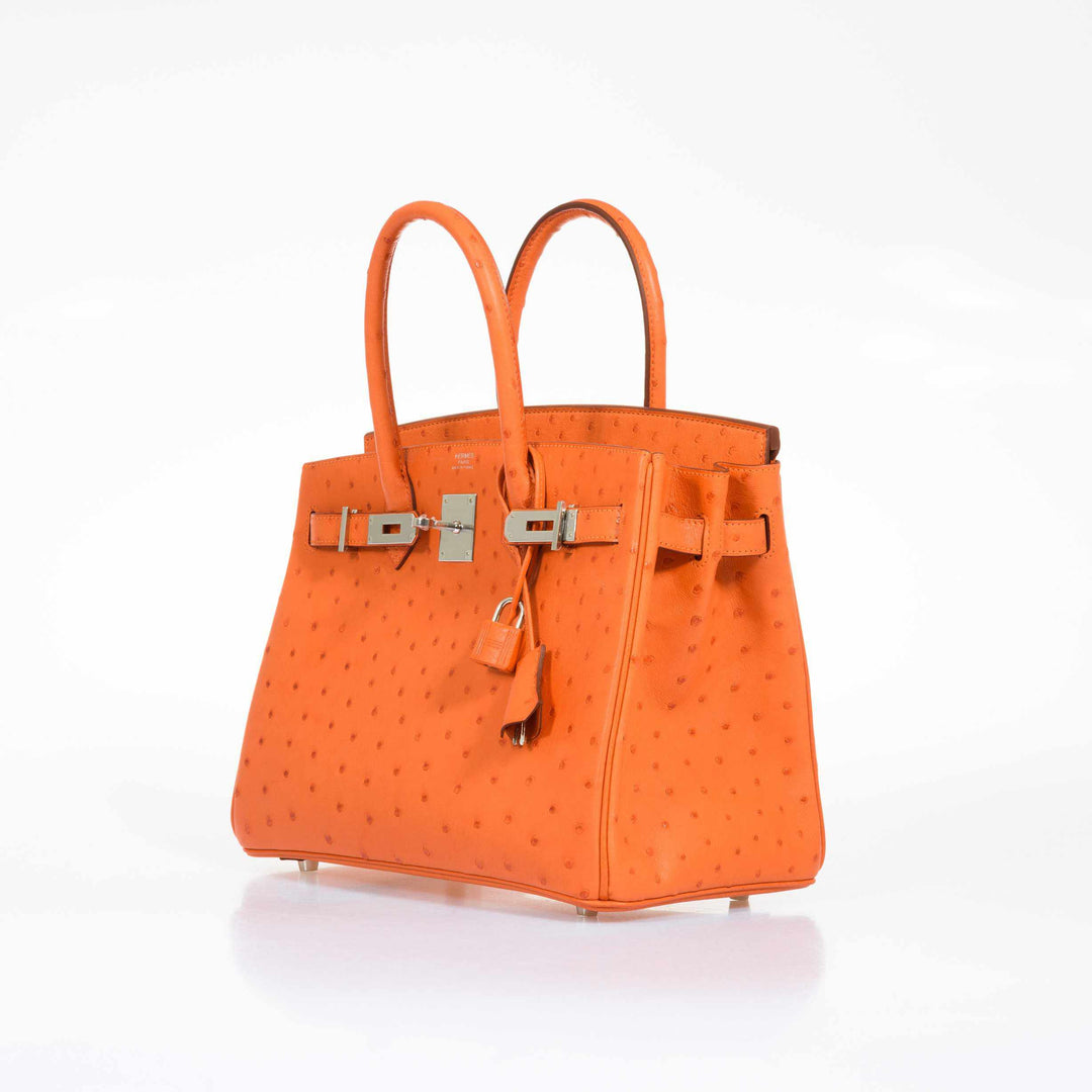 Hermes Birkin 30 Tangerine Ostrich Palladium Hardware