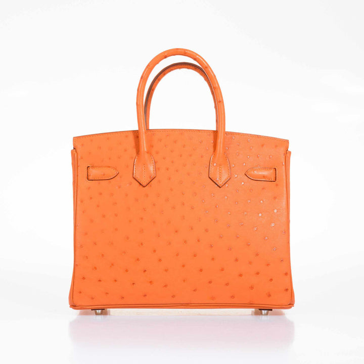 Hermes Birkin 30 Tangerine Ostrich Palladium Hardware