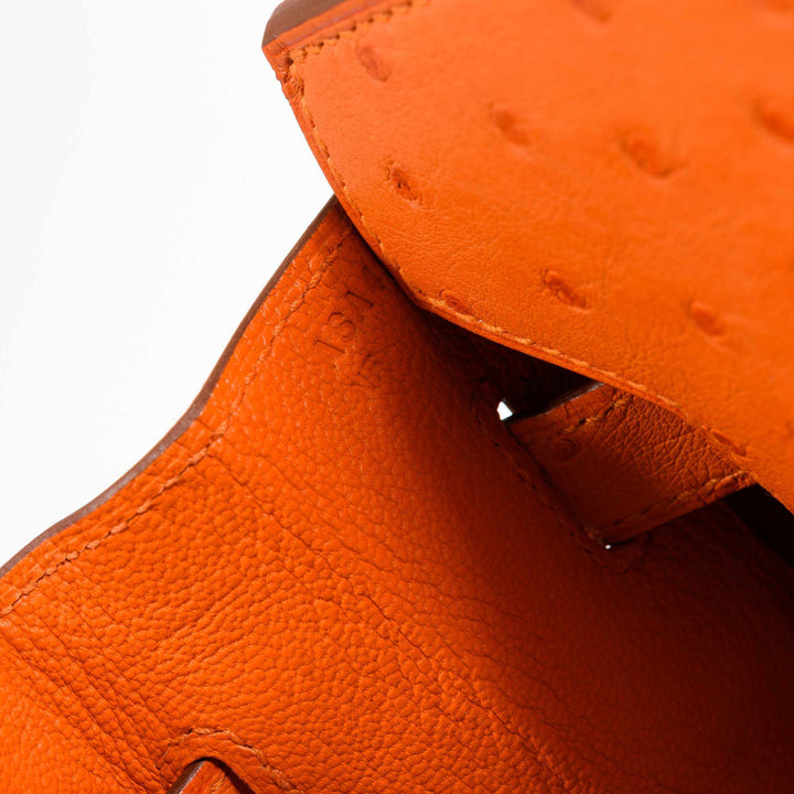Hermes Birkin 30 Tangerine Ostrich Palladium Hardware