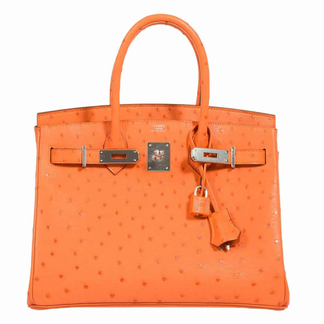 Hermes Birkin 30 Tangerine Ostrich Palladium Hardware