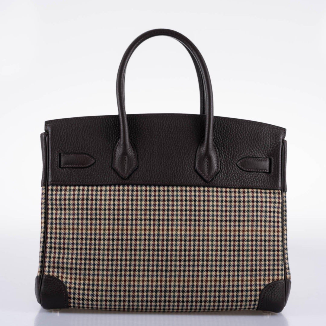 Top quality Hermes Birkin 30 Togo And Plaid Wool Lainage Palladium Hardware - 2006, J Square