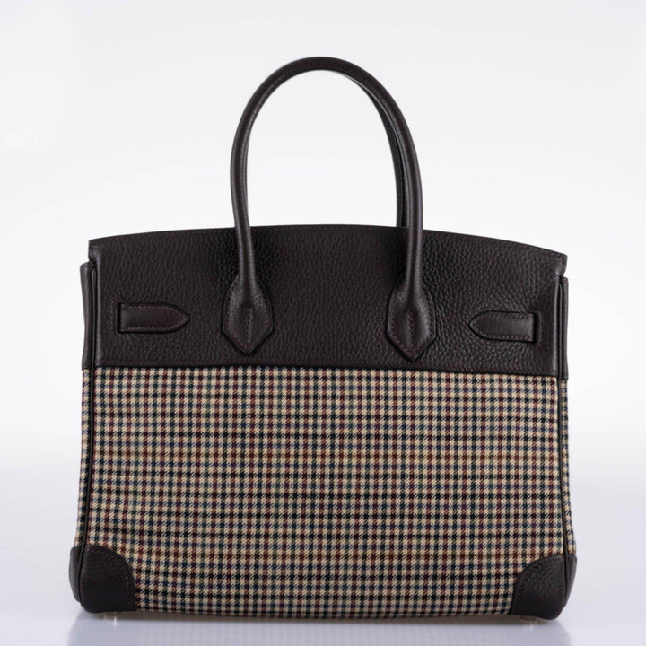 Top quality Hermes Birkin 30 Togo And Plaid Wool Lainage Palladium Hardware - 2006, J Square