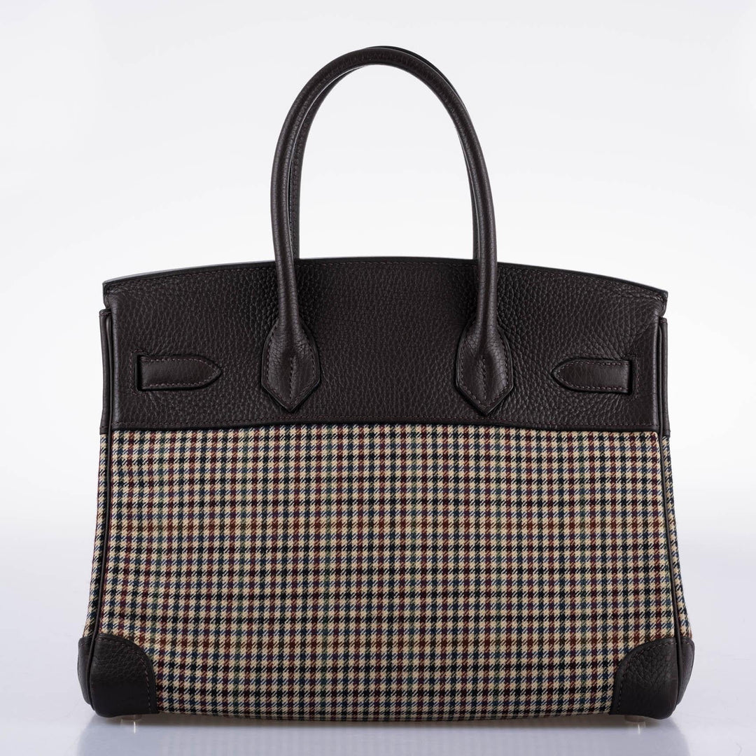 Top quality Hermes Birkin 30 Togo And Plaid Wool Lainage Palladium Hardware - 2006, J Square
