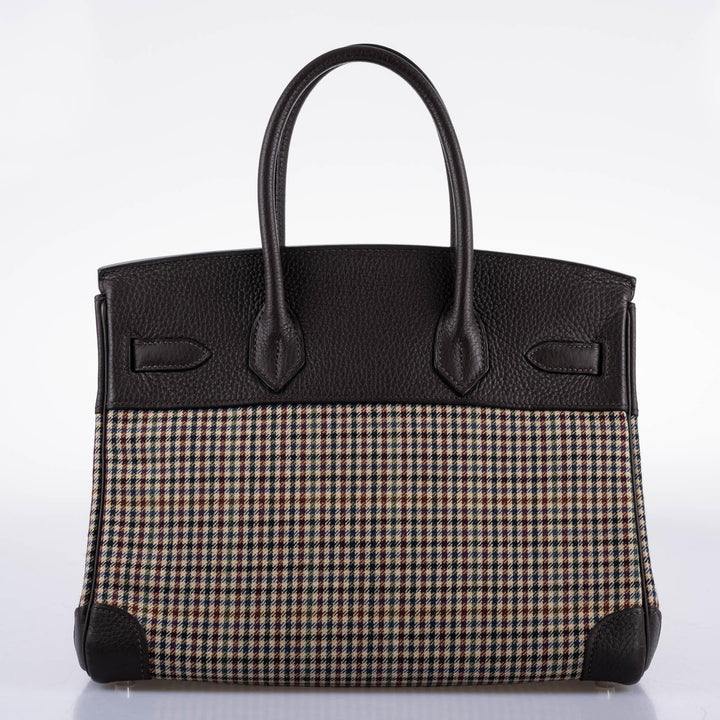 Top quality Hermes Birkin 30 Togo And Plaid Wool Lainage Palladium Hardware - 2006, J Square