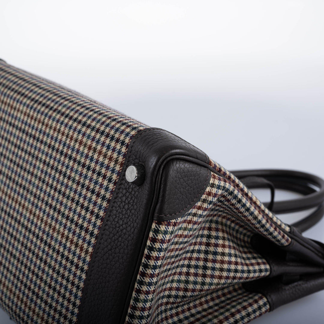 Top quality Hermes Birkin 30 Togo And Plaid Wool Lainage Palladium Hardware - 2006, J Square