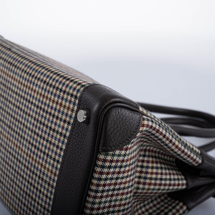 Top quality Hermes Birkin 30 Togo And Plaid Wool Lainage Palladium Hardware - 2006, J Square