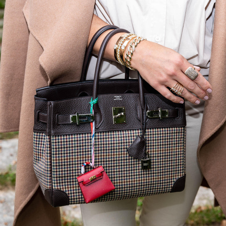 Top quality Hermes Birkin 30 Togo And Plaid Wool Lainage Palladium Hardware - 2006, J Square