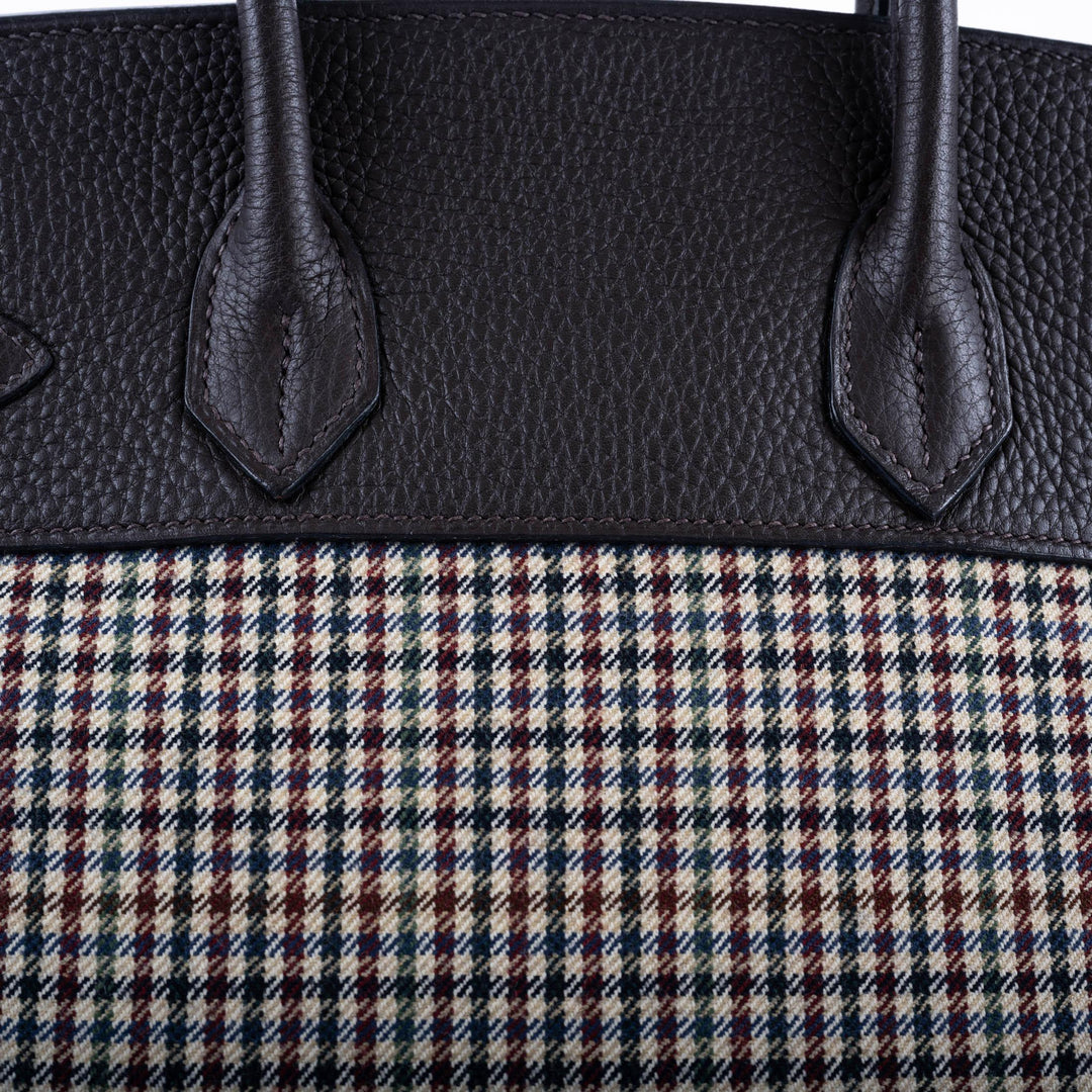 Top quality Hermes Birkin 30 Togo And Plaid Wool Lainage Palladium Hardware - 2006, J Square