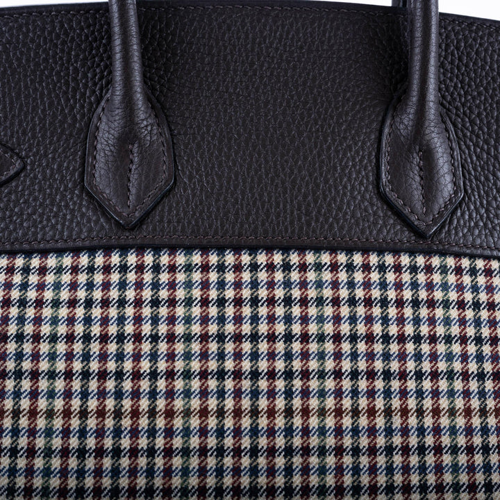 Top quality Hermes Birkin 30 Togo And Plaid Wool Lainage Palladium Hardware - 2006, J Square