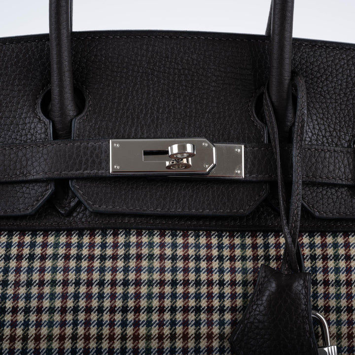Top quality Hermes Birkin 30 Togo And Plaid Wool Lainage Palladium Hardware - 2006, J Square