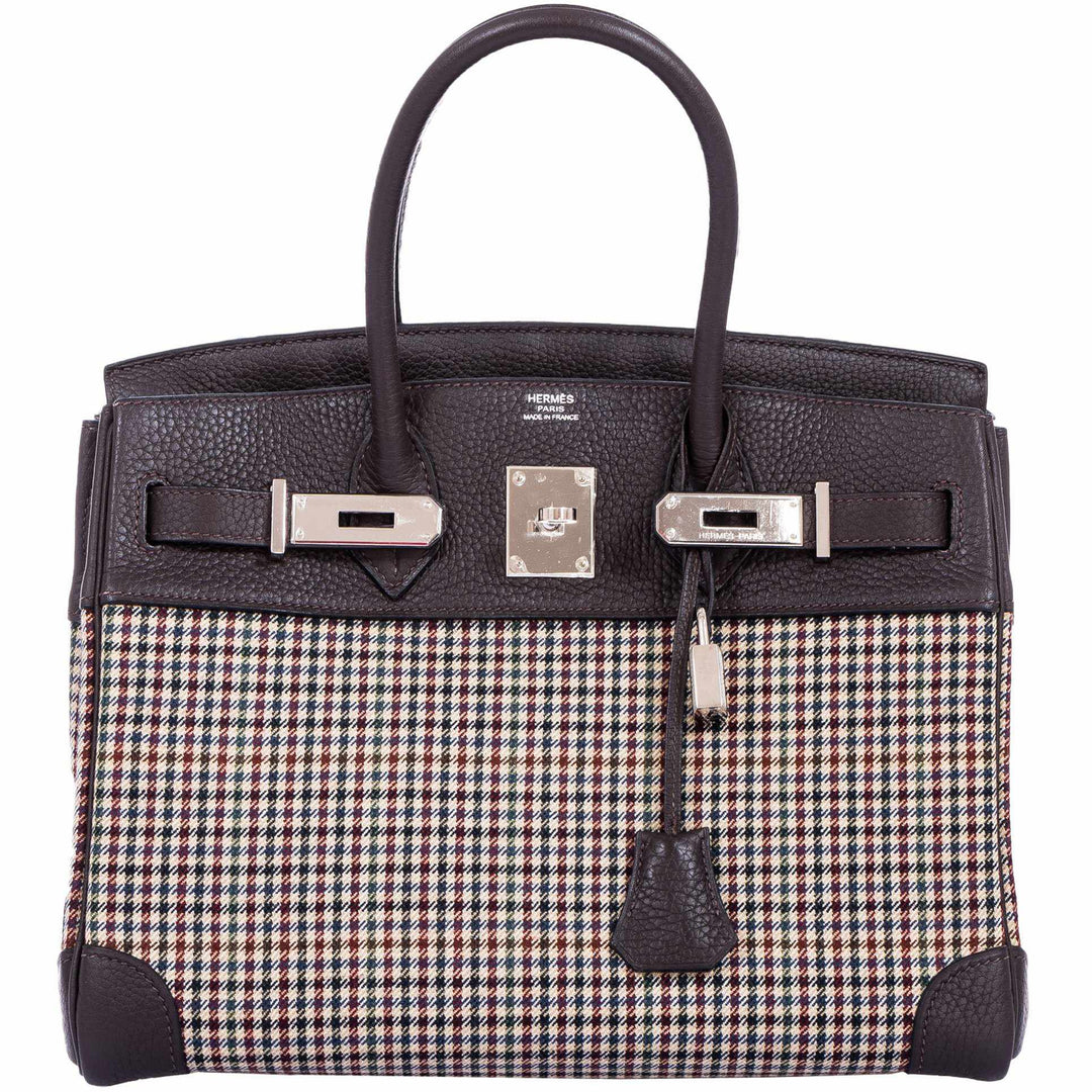 Hermes Birkin 30 Togo And Plaid Wool Lainage - Rare Runway Bag