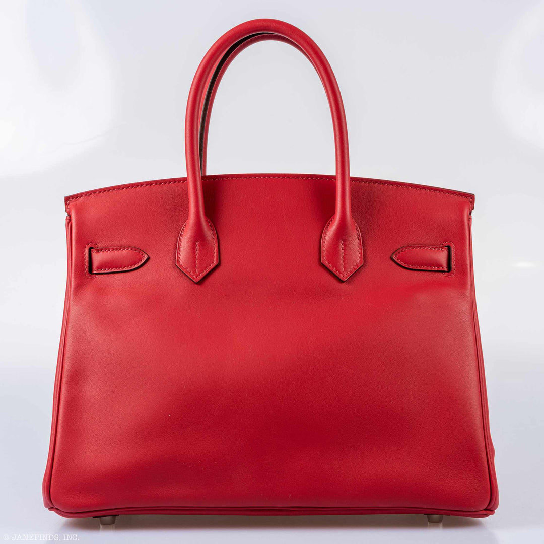 Hermes Birkin 30 Tressage Rouge de Coeur Rouge H Swift & Epsom Palladium Hardware