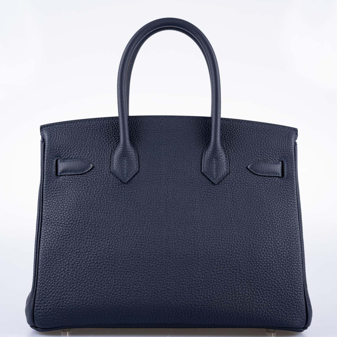 Top quality Hermes Birkin 30 Verso Blue Nuit and Orange Poppy Togo Palladium Hardware