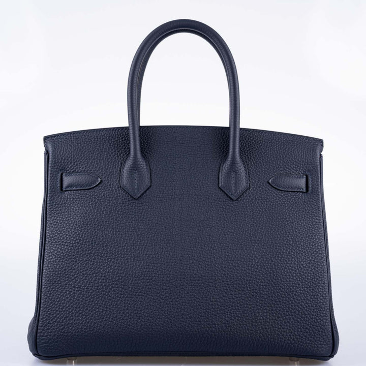 Top quality Hermes Birkin 30 Verso Blue Nuit and Orange Poppy Togo Palladium Hardware