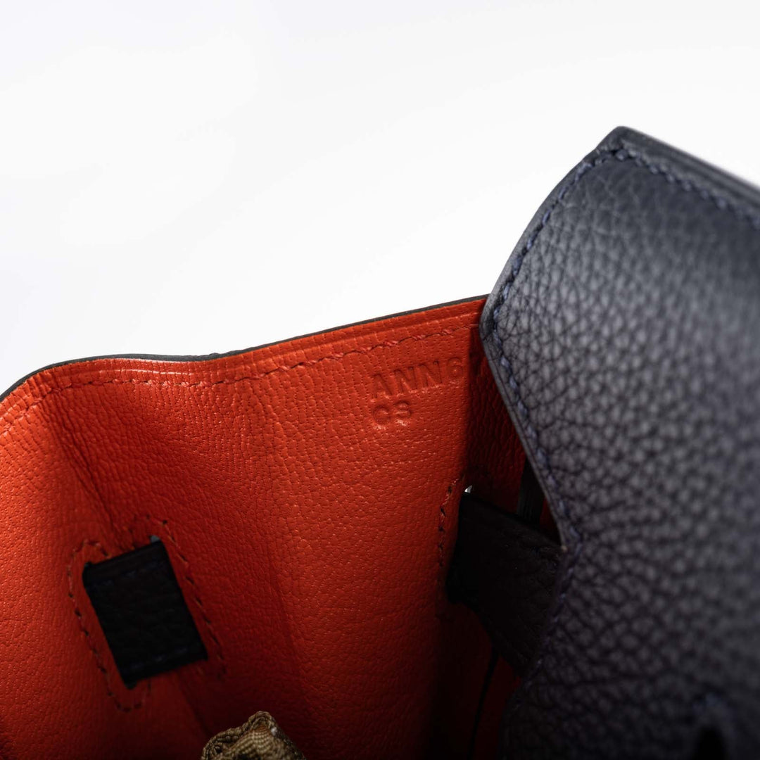 Top quality Hermes Birkin 30 Verso Blue Nuit and Orange Poppy Togo Palladium Hardware