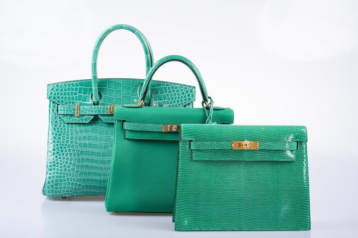 Hermes Birkin 30 Vert Jade Shiny Porosus Crocodile Gold Hardware