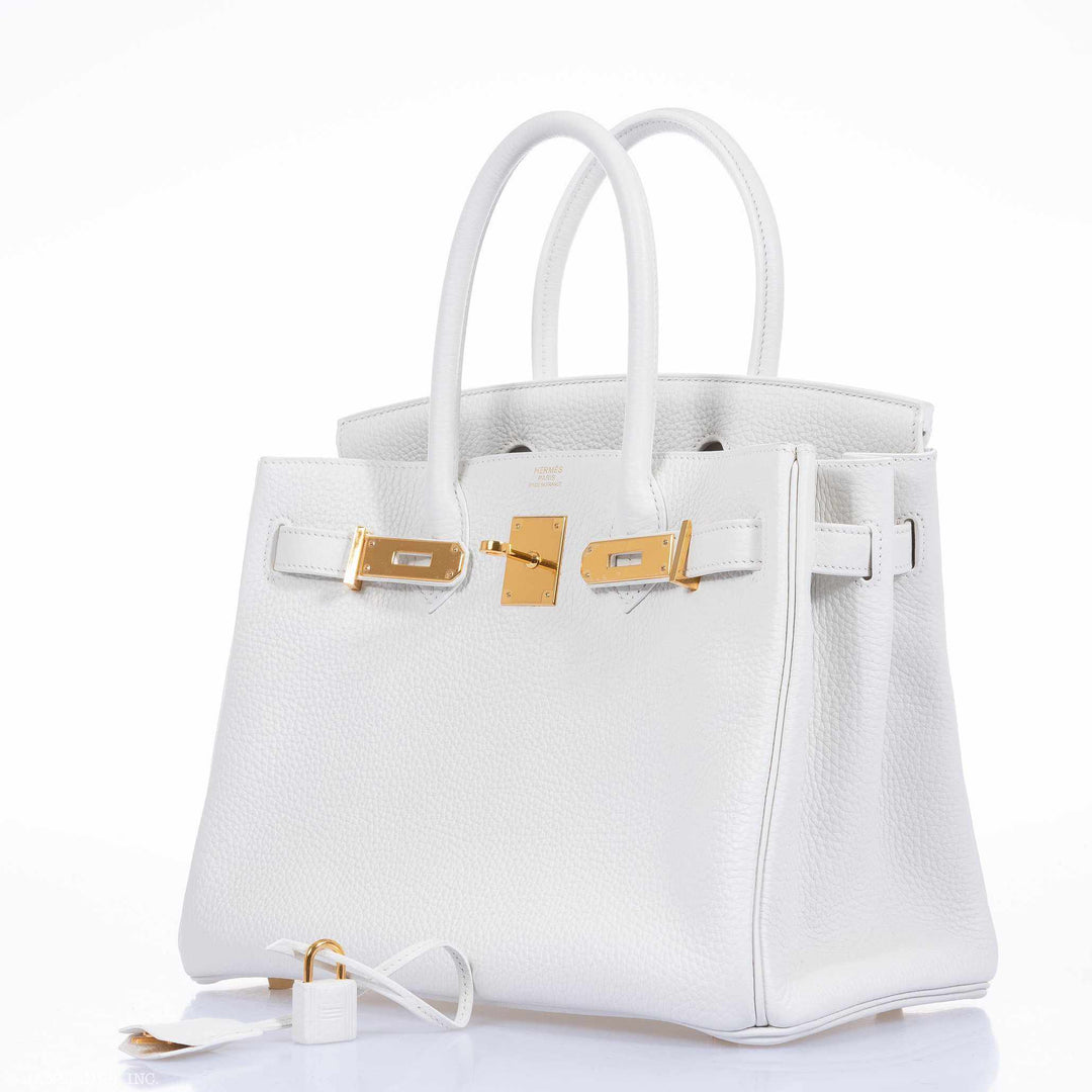 Top quality Hermes Birkin 30 White Clemence Gold Hardware