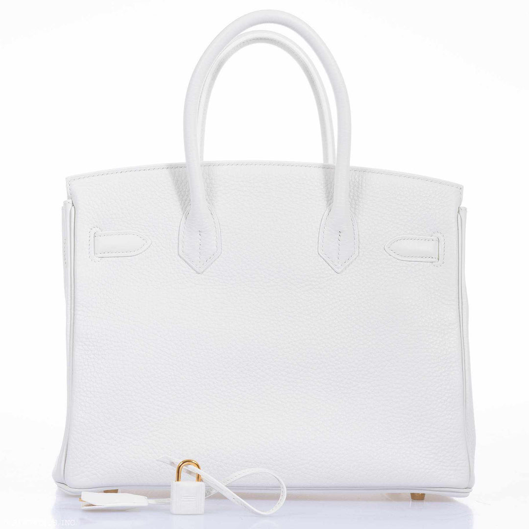 Top quality Hermes Birkin 30 White Clemence Gold Hardware