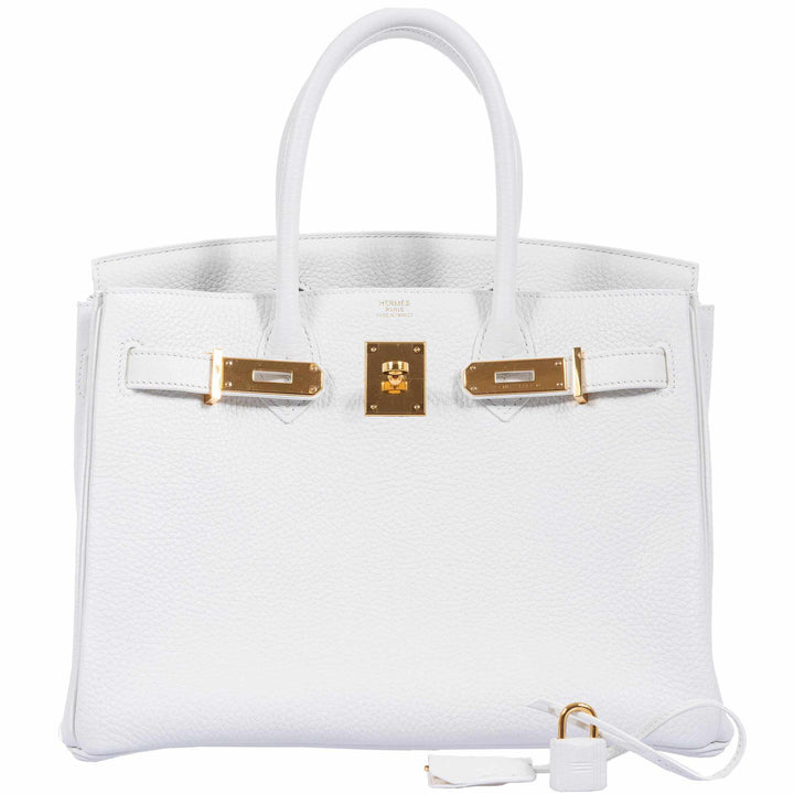 Top quality Hermes Birkin 30 White Clemence Gold Hardware