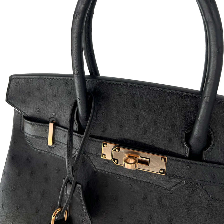 Hermes Birkin Noir Designer Bag B30 RGHW