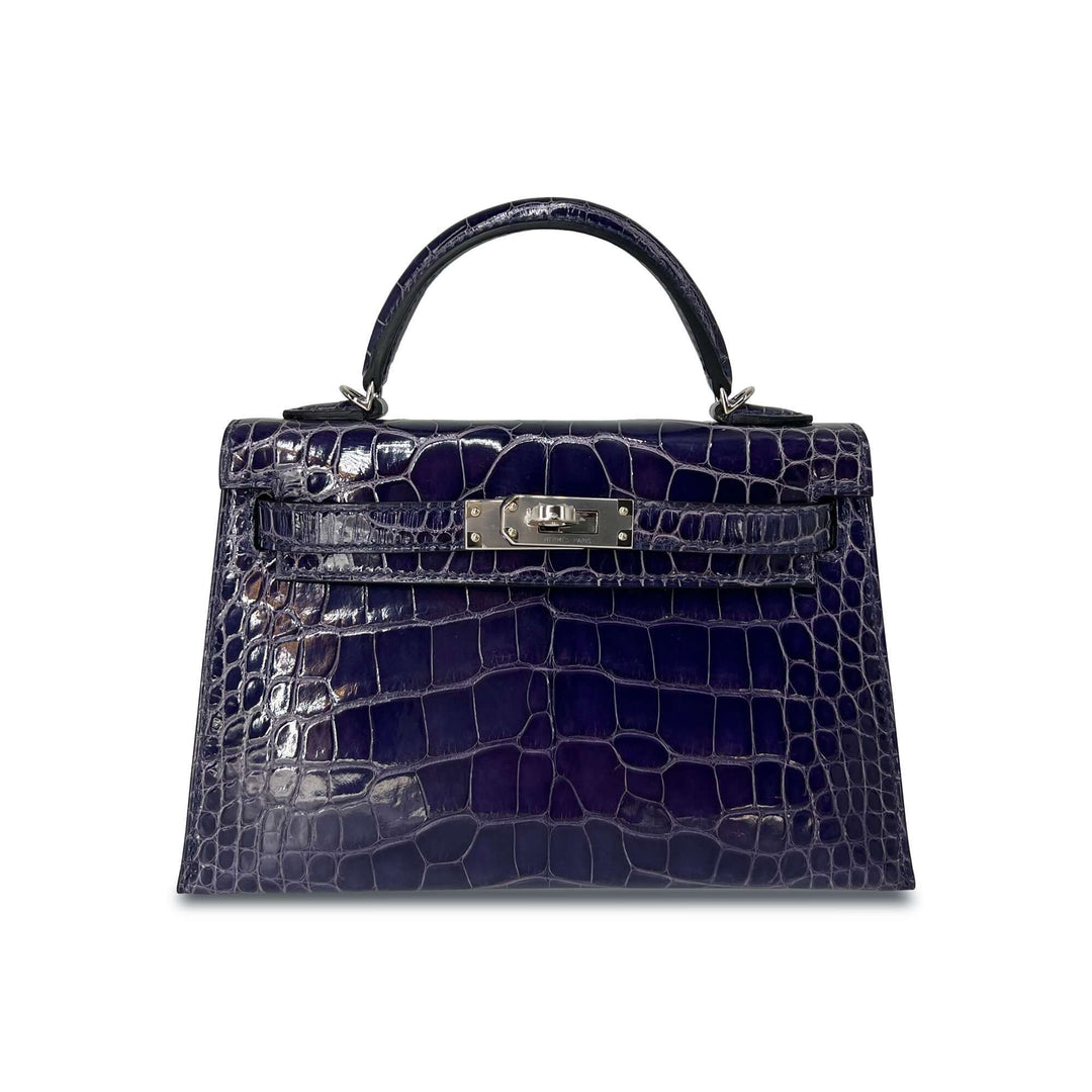 Hermes Kelly Designer Bag in Bleu Encre Lisse K20 PHW