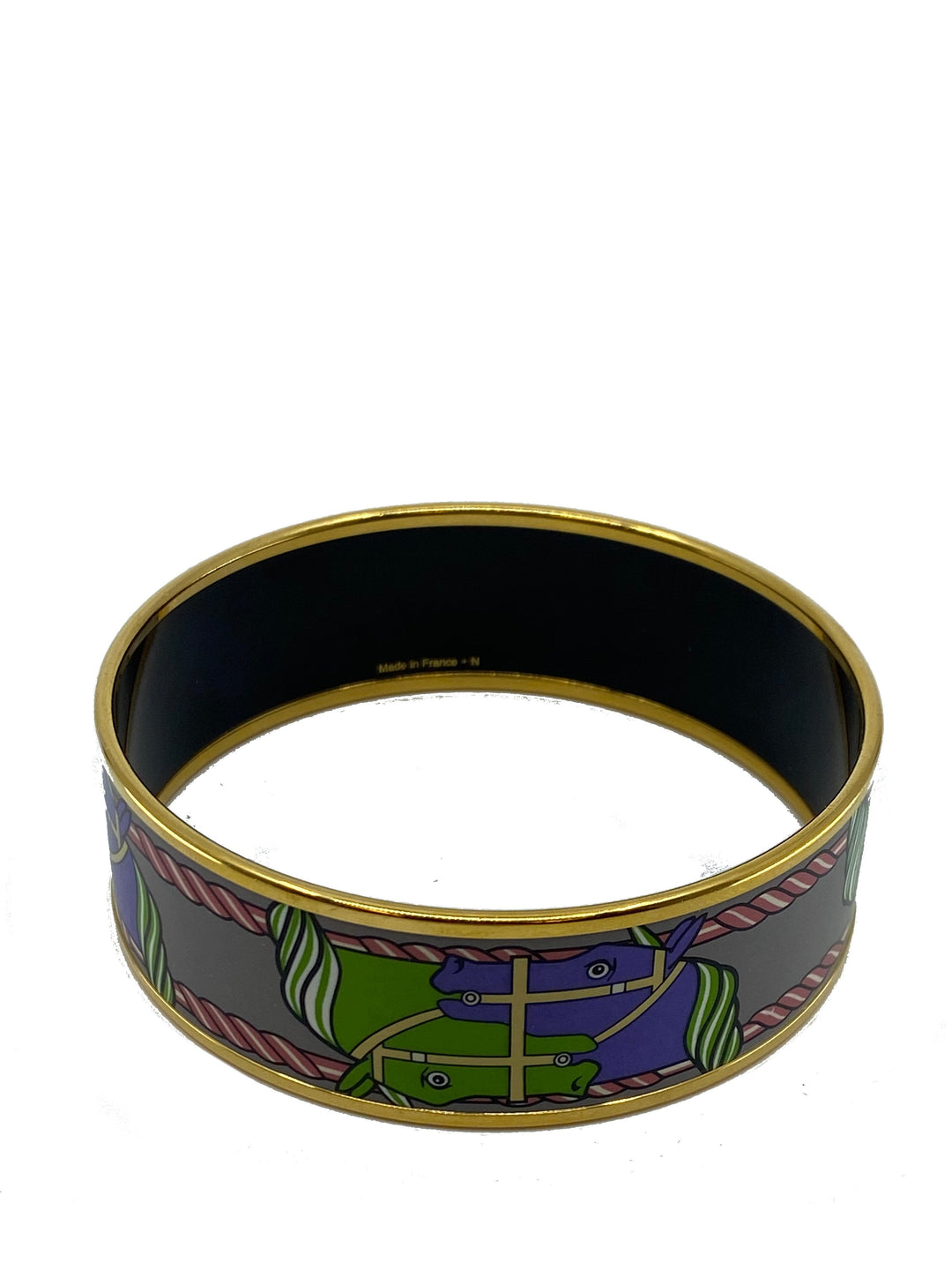 Top quality Hermes Equestrian Horse Printed Enamel Wide Bracelet 70