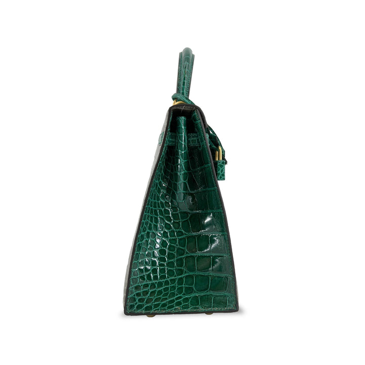 Hermes Kelly designer bag Tourterelle Emerald Vert Lisse K25 GHW