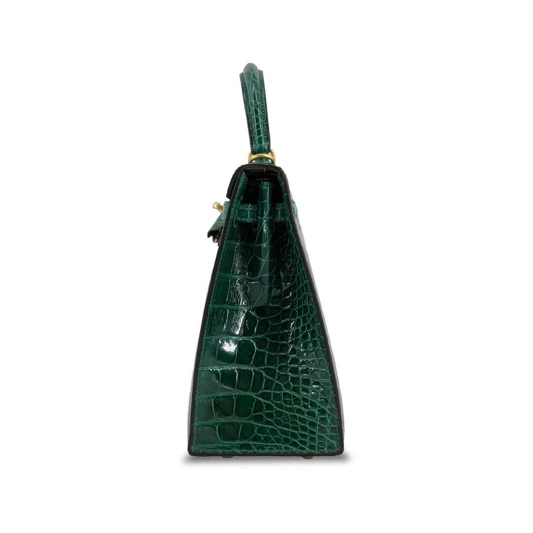 Hermes Kelly designer bag Tourterelle Emerald Vert Lisse K25 GHW