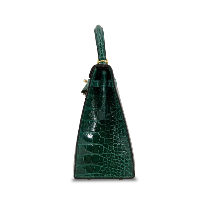 Hermes Kelly designer bag Tourterelle Emerald Vert Lisse K25 GHW