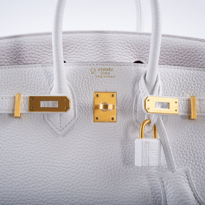 Hermès HSS Birkin 25 White Togo and Rose Pourpre Interior with Brushed Gold Hardware - 2021, Z