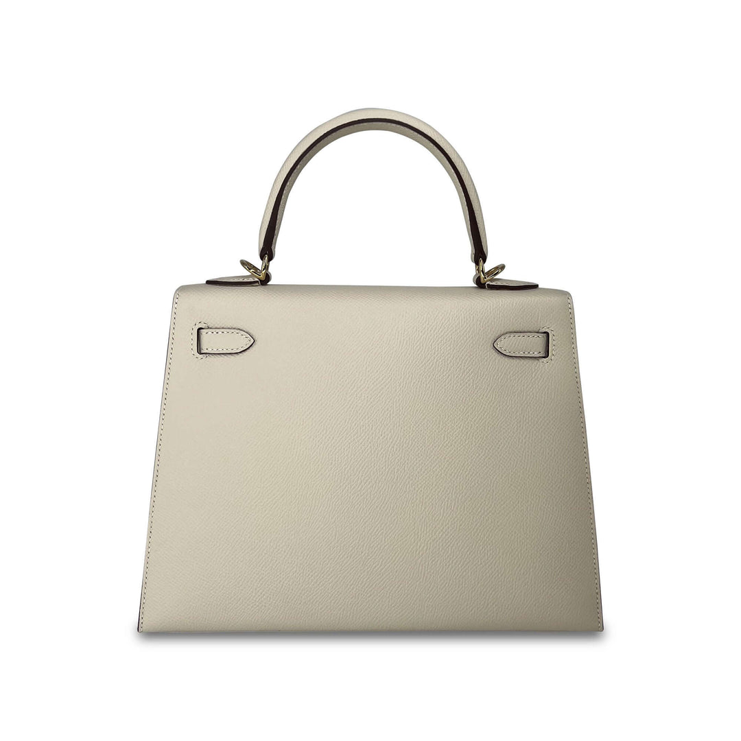 Hermes Kelly Craie Epsom leather designer bag K25 GHW