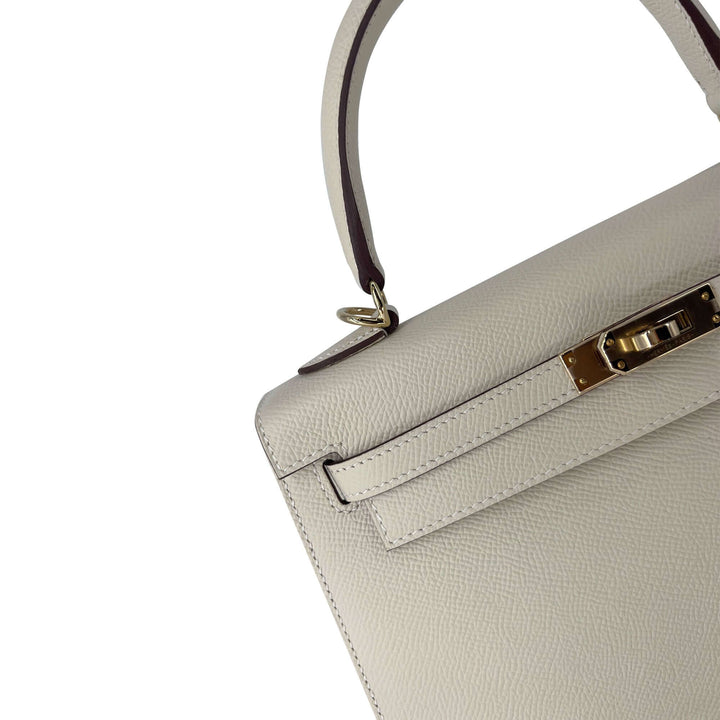 Hermes Kelly Craie Epsom leather designer bag K25 GHW
