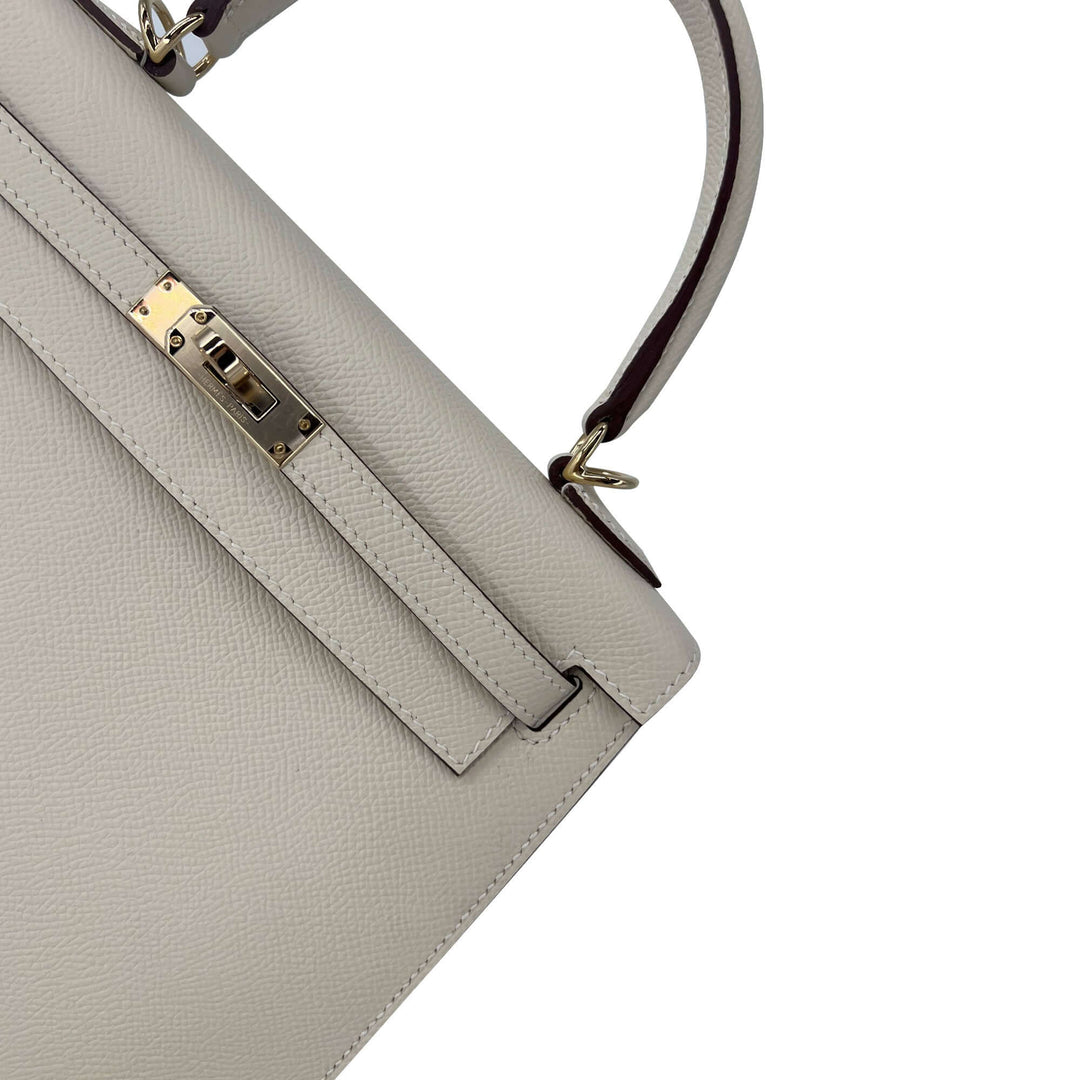 Hermes Kelly Craie Epsom leather designer bag K25 GHW