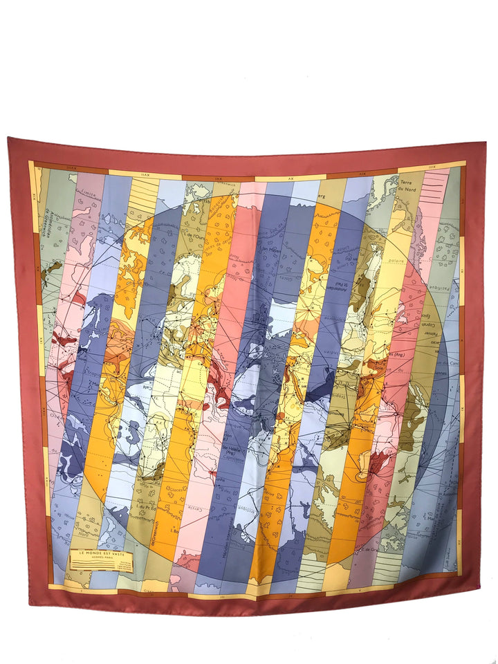 Hermes Le Monde Est Vaste Silk Scarf 90
