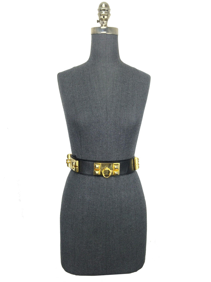 Hermes Leather Gold Plated Collier de Chien Belt Size 65