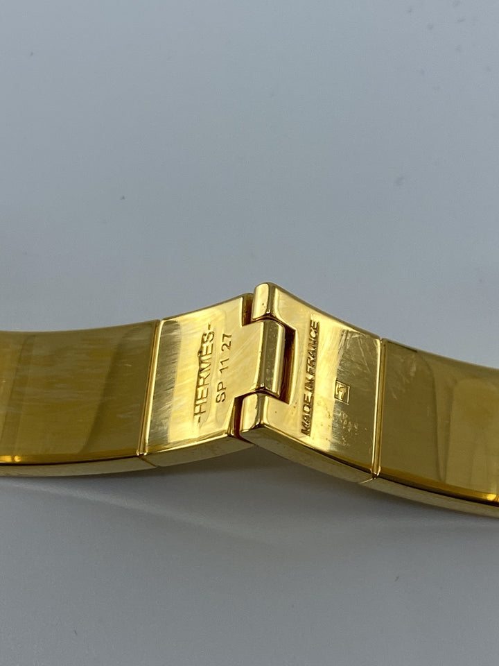 Hermes Navy Enamel Hinged Bracelet
